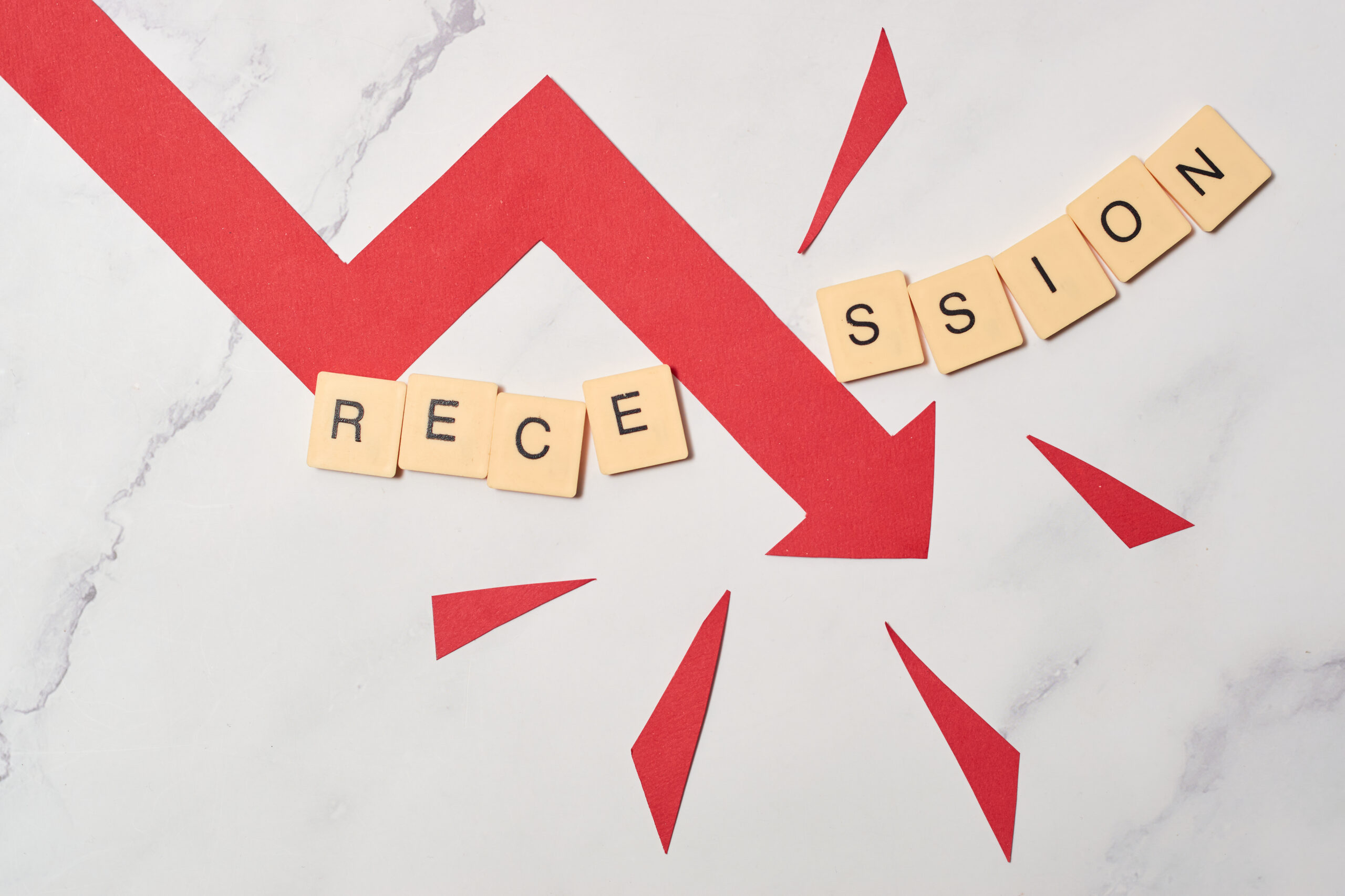 Symbol of bankruptcy, failure, recession, crisis and financial losses on stock exchange market.